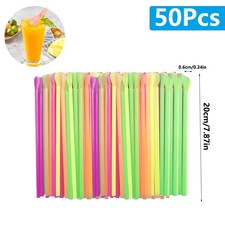 50-2000Pcs Beverage straws Color Milkshake Smoothie Spoon Drinking