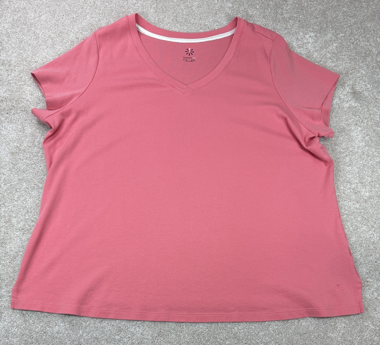 Isaac Mizrahi Live Essentials Shirt Women's Plus 3X Pink V-Neck Short Sleeve