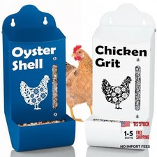 Chicken Grit and Oyster Shell Feeder Combo  Starter Size Combo-Blue/White