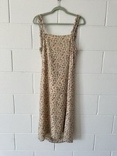 LABELRAIL X COLLYER TWINS Women's Midi Dress UK 10 Beige Floral Red Dress