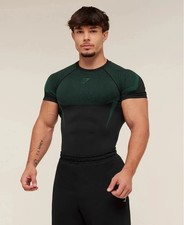  Size L Gymshark Onyx 5.0 Seamless T-Shirt Muscle Fit black/Lift Green IN HAND