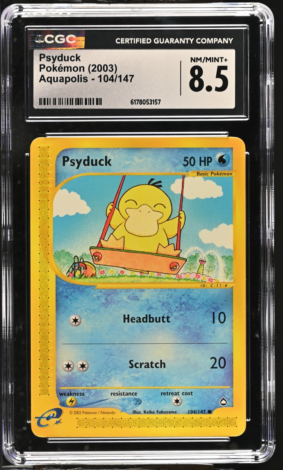 CGC 8.5 Psyduck 104/147 Aquapolis Pokemon Card