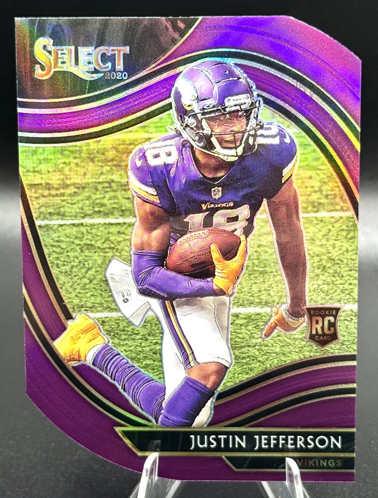 2020 Panini Select - Rookie Justin Jefferson #361 Purple Prizm Die Cut Vikings