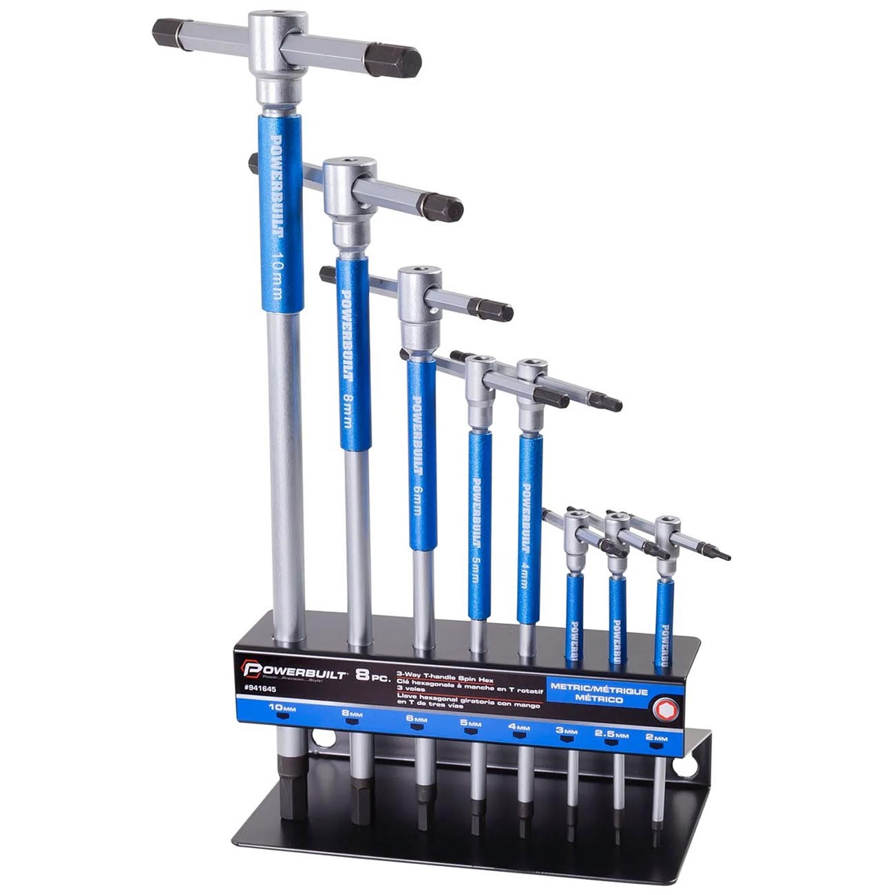 Набор шестигранных ключей Powerbuilt 941645 с Т-образной рукояткой и шестигранным шестигранным ключом с подставкой для хранения [8