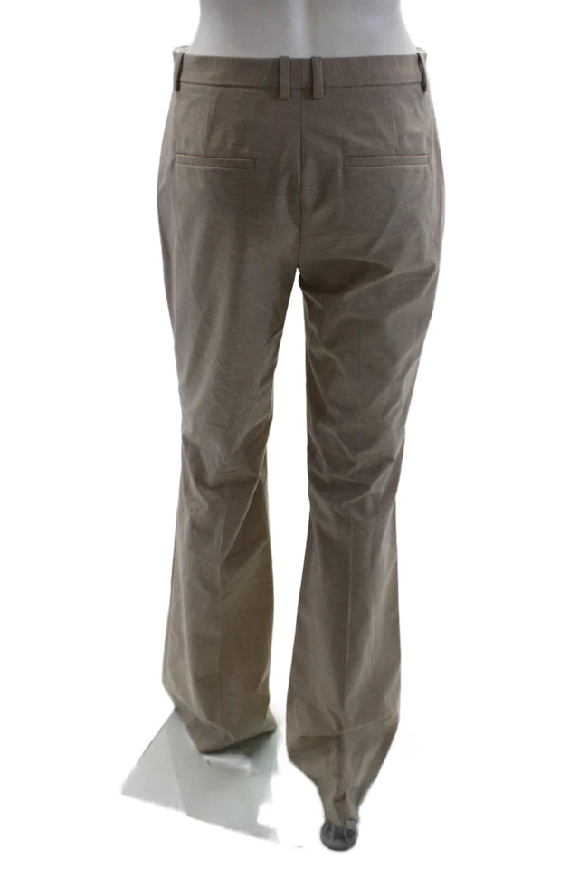 Pantalones informales Theory para mujer forrados de lana con cremallera botón pierna recta caqui talla 02 Foto 3 de 4