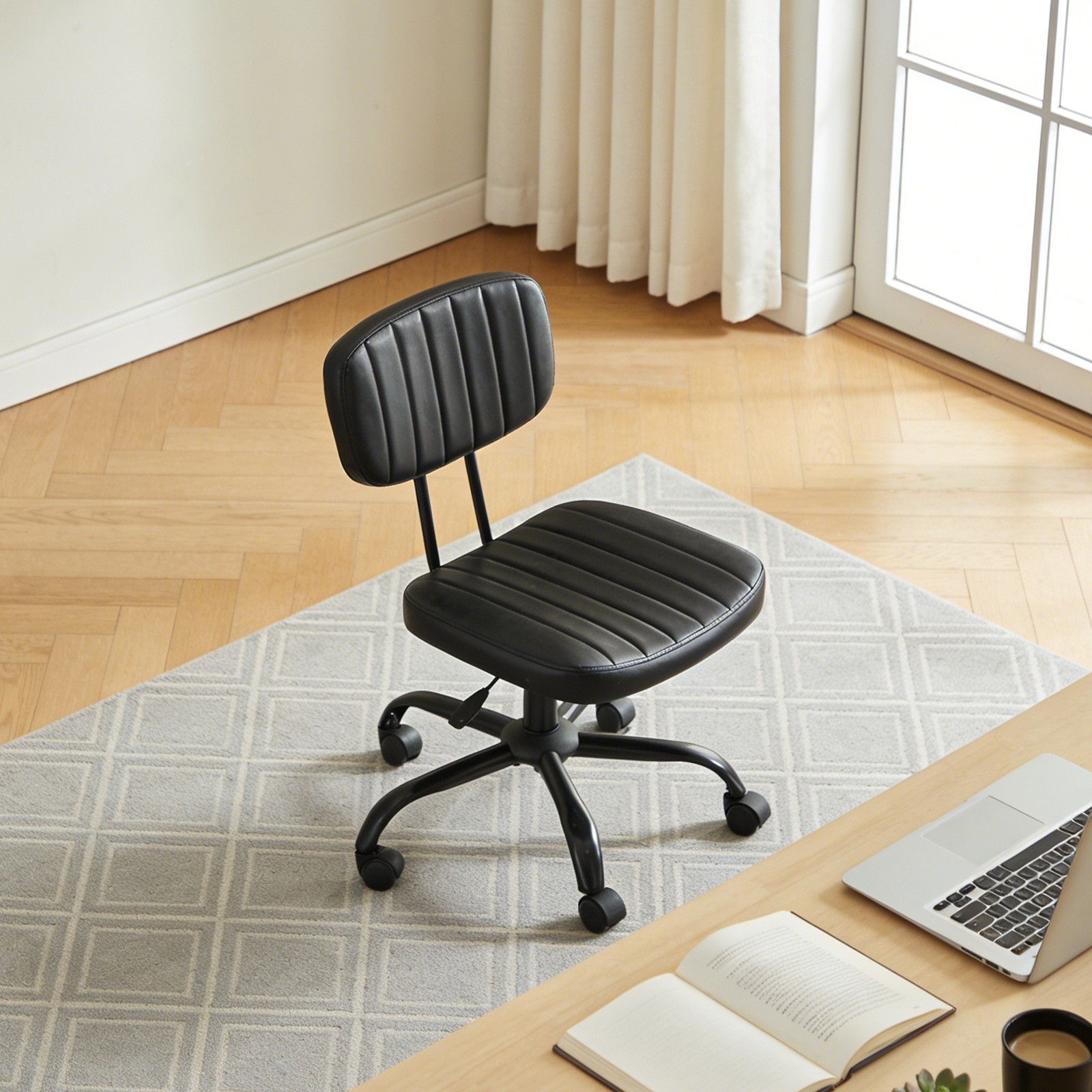 Ergonomic Armless Swivel Rolling Work Task Chair