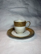 Limoges France Gold Banded Demitasse Cup and Saucer Set
