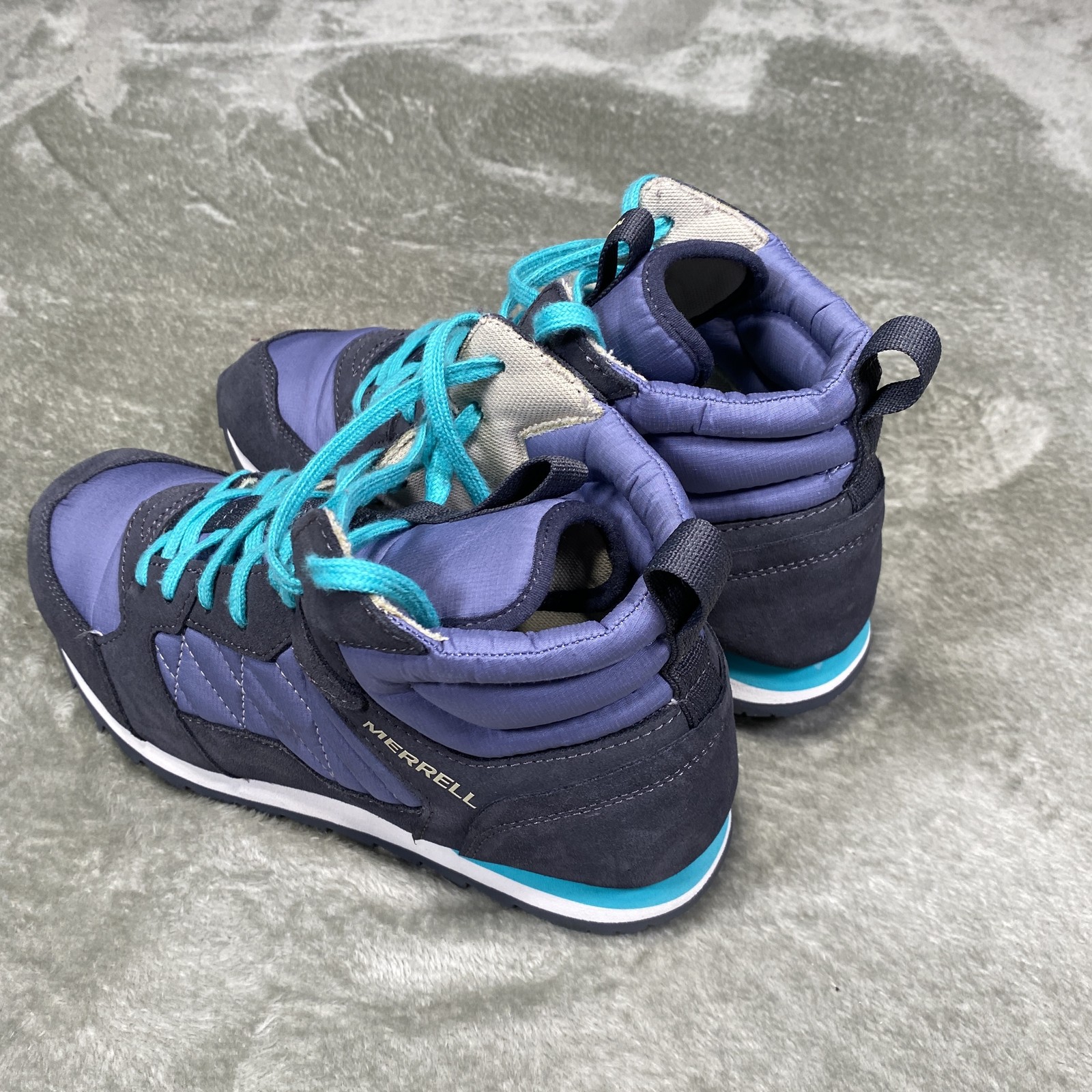 Scarpe Merrell donna taglia 7 5 blu trapuntate sneakers alte escursionismo J75702 trail