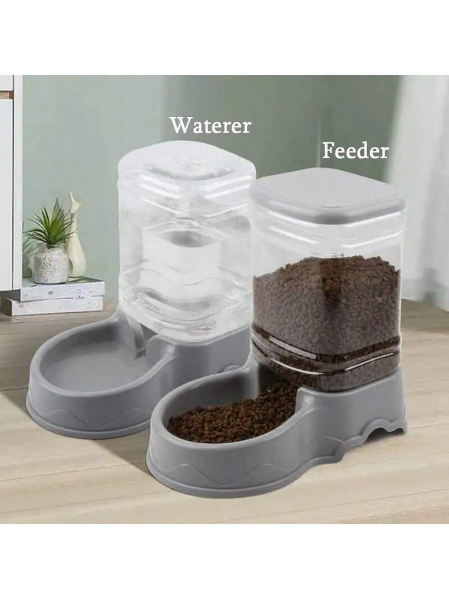 LARGE 6lbs Gravity Pet Feeder LARGE 1 gal Water Dispenser Dog Cat Food Dispenser