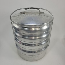 Vtg Regal Ware #5170 Picnic Pack/Miner’s Lunch - 5 Tier Stacking Aluminum Pans