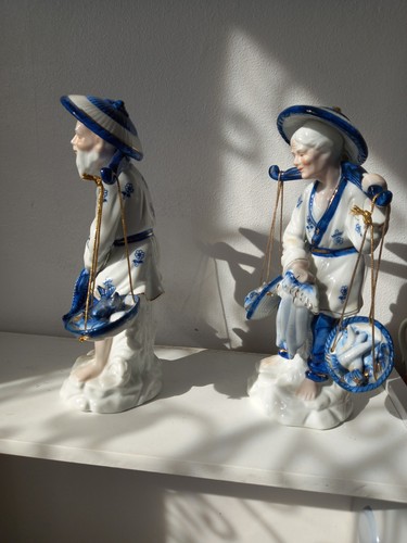 Vintage Japanese Blue & White Porcelain Figurines Oriental Blue & White Figure - Bild 5 von 10