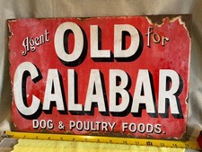 Small vintage Old Calabar Enamel Sign - Pet Food Agent  RARE Colour