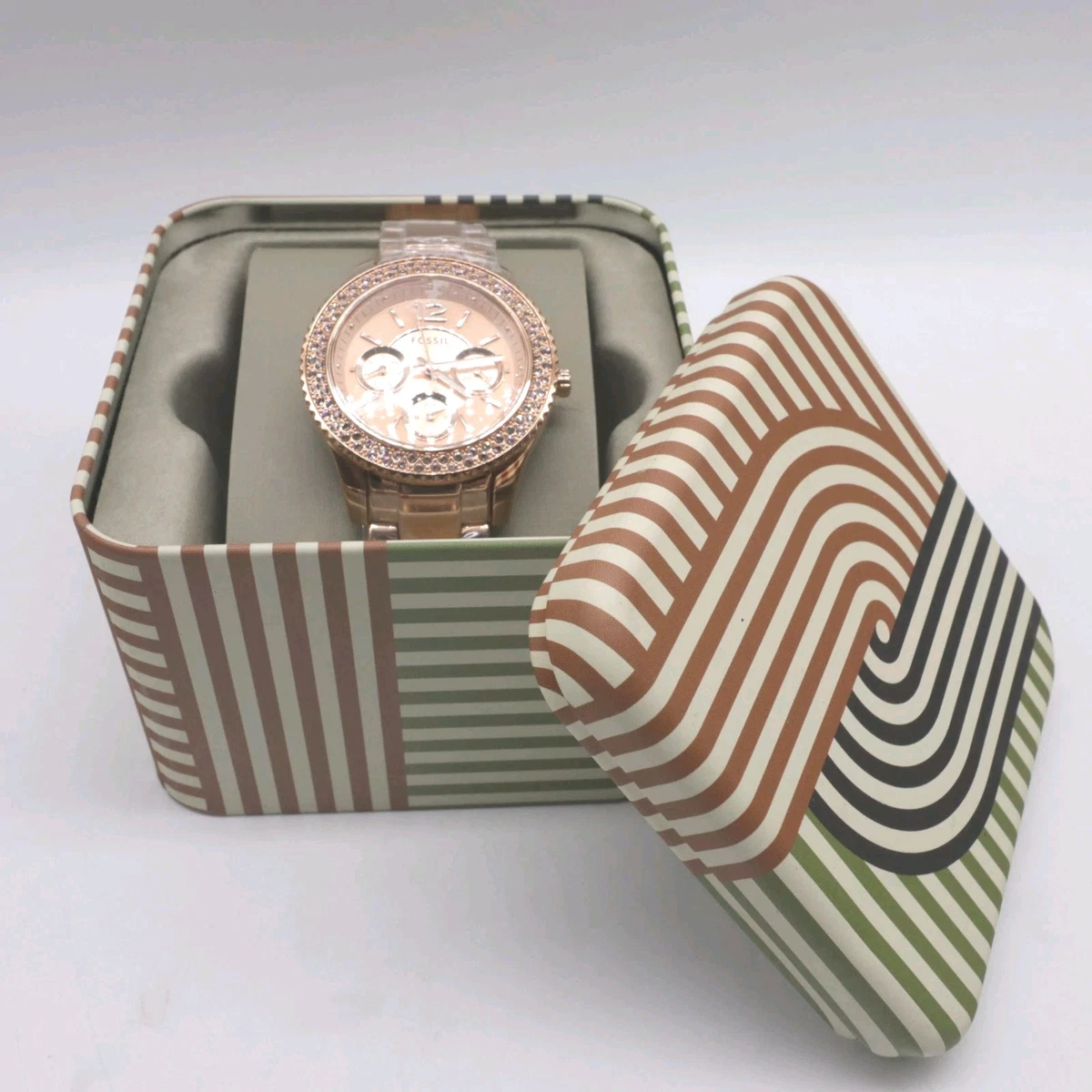 Stella Peach Aluminum Chronograph  Stainless Steel Fossil Stella Analog Wristwatches for sale  main image 2