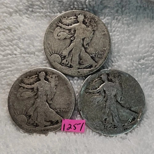🔥3 Culled 90% Silver 🔥 1917 & 20 Walking Liberty Half Dollar 50c 90% Silver