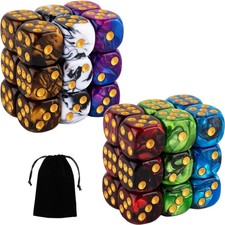 36 Pieces 16Mm Marble D6 Dice 6 Sided Dice Set round Corner Board Game Dice for