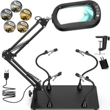 Helping Hands Soldering Station, 10X Square Magnifying Glass with Light and S...