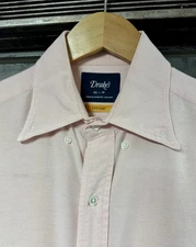 DRAKE’S London Easyday pink Oxford Button Down Shirt sz. 15.5x39 Made in England