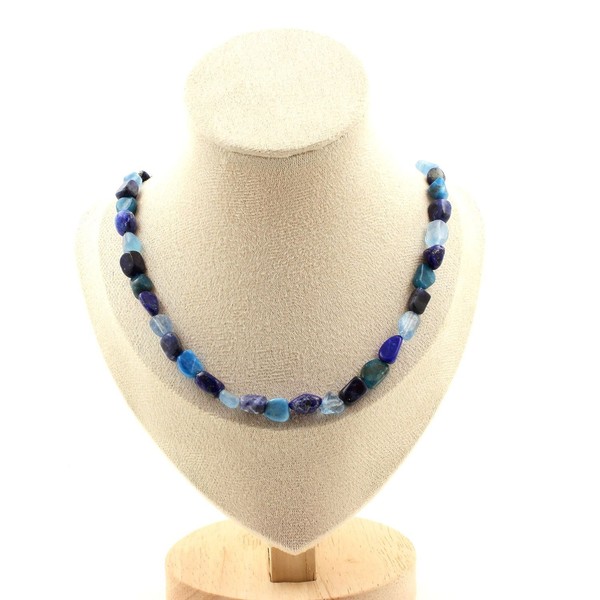 Mineralien Und Edelsteine. Collier Perlen Aigue-Marine + Lapis Lazuli + Ap-image