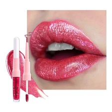 evpct Rose Red Metallic Glitter Lip Liner and Lipstick Combo Lip Gloss Stain ...