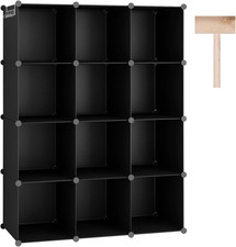Cube Storage Organizer, 12-Cube Shelf Units, Closet Cabinet Black