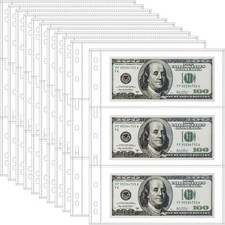 35-Page Money Binder Refill Sheets - 3-Pocket Dollar Bill  transparent