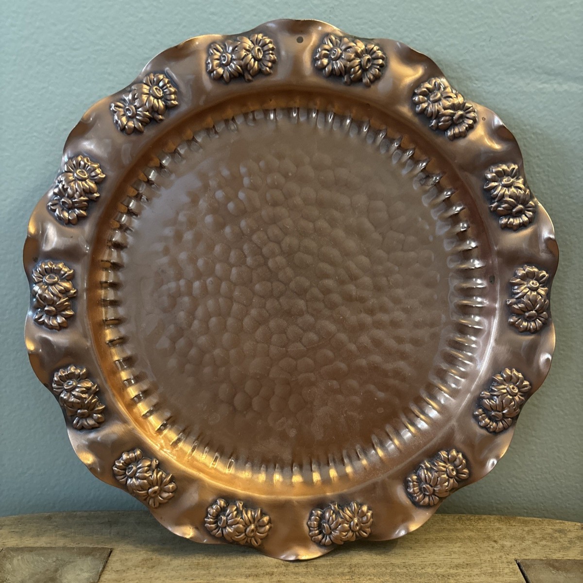 Vintage Gregorian Copper Serving Plate Wall Hanging Made in USA