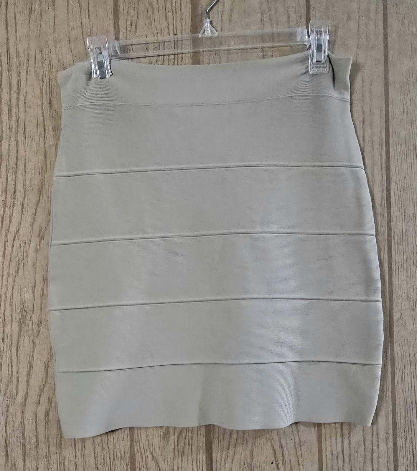 Mini Skirt BCBG Maxizria Women's L Beige Stretch Elastic Waist A-Line Casual-image