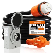 Finderomend 15 ft 50 Amp Generator Cord and Power Inlet Box Combo Kit,125/250...