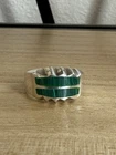 Vintage 925 Mexico Men’s Malachite Southwest Style Ring Size 10.5