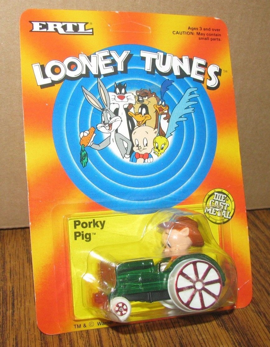 げん Looney Tunes PORKY PIG Character Green Farm Tractor Ertl Toy