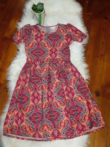LuLaRoe Size Medium Orange Amelia Dress 