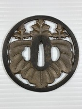Japanese Antique Tsuba of Katana Samurai Sword Guard Iron Rare Design 74-D81