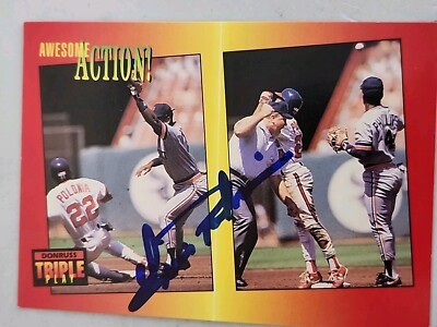Luis Polonia Signed 1992 Donruss Triple Play - #99 Tony Phillips, Luis Polonia