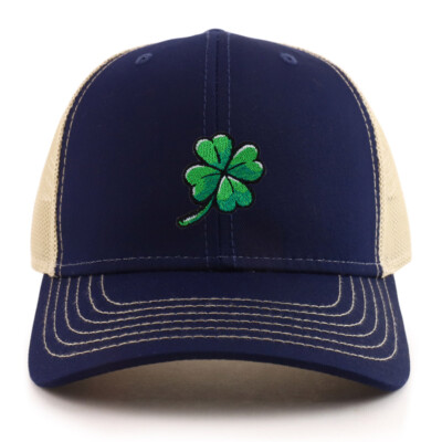 Armycrew XXL Oversized Four Leaf Clover Patch Trucker Cap | Adjustable Snapback For Big Heads