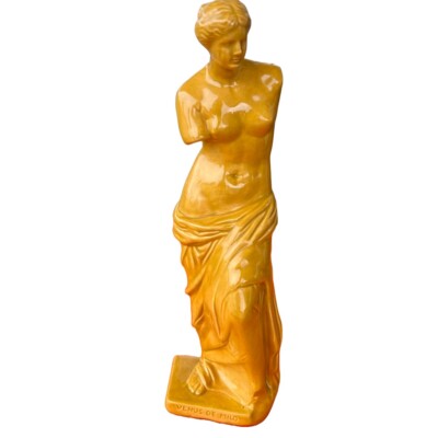 Vintage Gold Yellow Venus De Milo Figurine Michelangelo Ceramic Greek Statue 10 