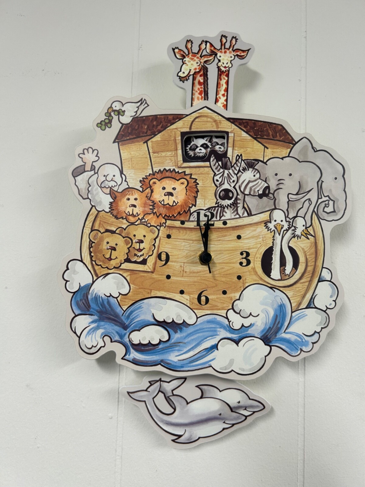 New Cute and Gorgeous Noah's Ark Wall Clock with Dolphin Pendulum
