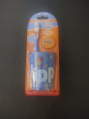 Blippi Kids Toothbrush Kit includes Toothbrush, Cover Cap & Rinsing Cup