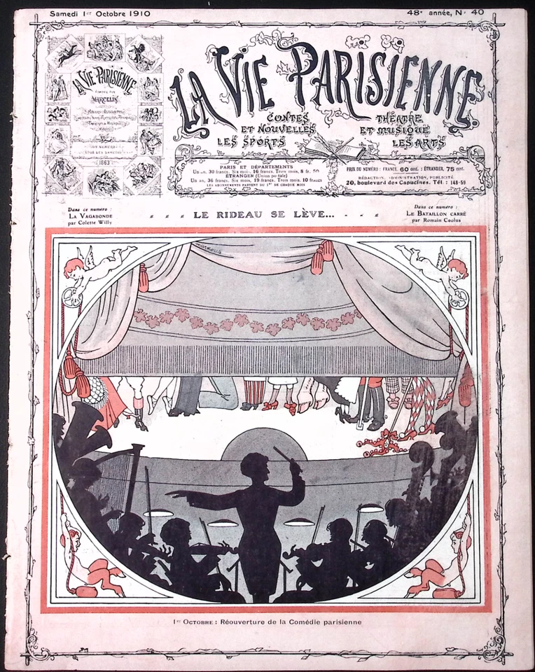 La Vie Parisienne Magazine 1 Octobre 1910 Marrous The Curtain Rises Art Noveau - Image 2 of 4