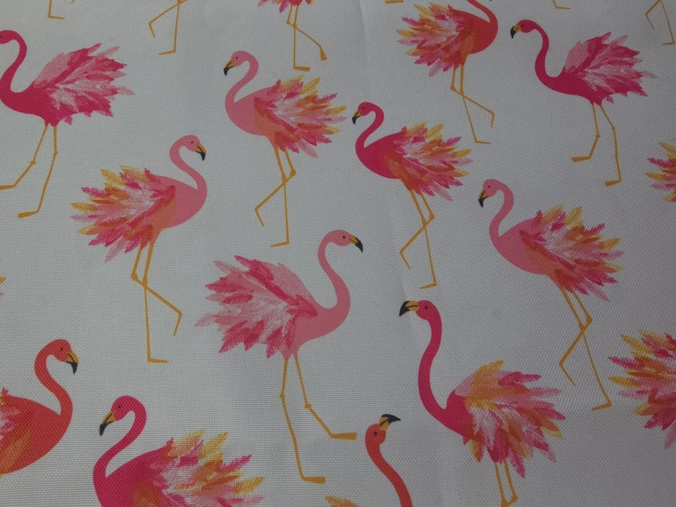 Cynthia Rowley Tablecloth 84x60 Easy Care Pink Flamingo White Novelty - Image 3 of 4