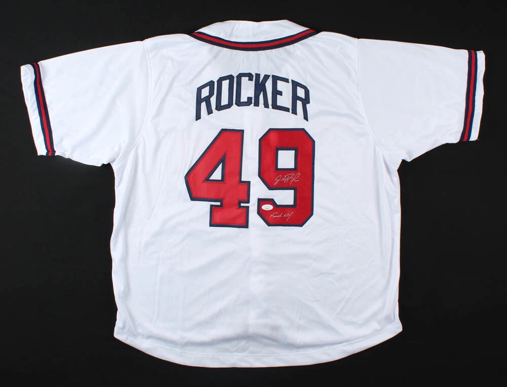 JOHN ROCKER SIGNED & INSCRIBED F*CK NY JERSEY ATLANTA BRAVES vs METS  w/JSA COA