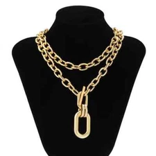 Women's Jewelry Exaggerated Chunky Mult-Layer Chain Choker Necklace Lightweight 