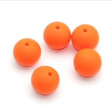 5 pc. Orange Silicone 15mm beads Food Grade silicone Solid color 12119108