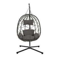 Hanging Egg Chair with Stand Swing Chair Patio Wicker Chair Hanging Basket Chair