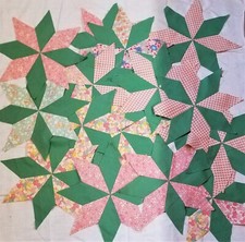 vintage patchwork 17 pieces eight point stars quilt pillows finish repurpose