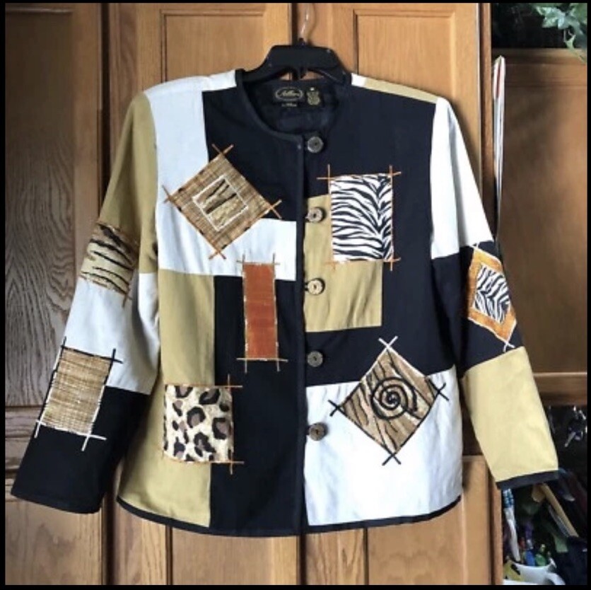 Allure Artwear Patchwork Jacket Medium Mixed Prin… - image 3