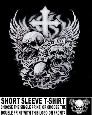 God is my Judge Screaming Skulls Wings Flames Motorcycle Rider