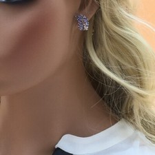 $3450 / NEW / Samuel Behnam NY / Tanzanite & Diam Leaf Earrings / 14K White Gold