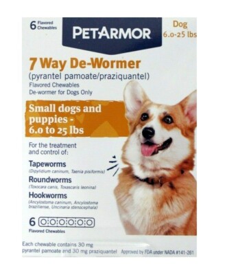 PETARMOR 7 Way De-Wormer 6 Flavored Chewables For Dogs