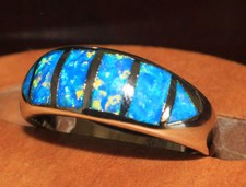 1 inlaid fire opal ring silver plate jewelry casual evening wedding engagement
