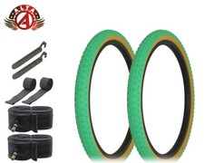 Alta PERFORMANCE BICYCLE 20" X 1.75" BMX TIRES GREEN/GUM COMP III TREAD 8PC SET.